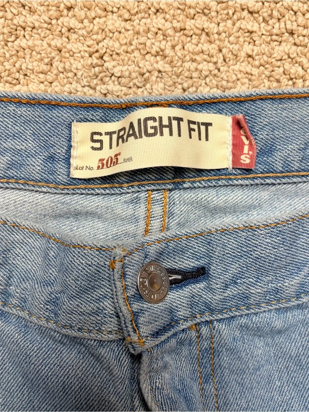 Vintage Y2K Levi's 505 Men's 36x32 Straight‎ Fit Jeans Light Wash Denim